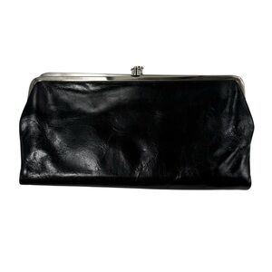 HOBO Lauren Leather Double Frame Clutch black leather wallet